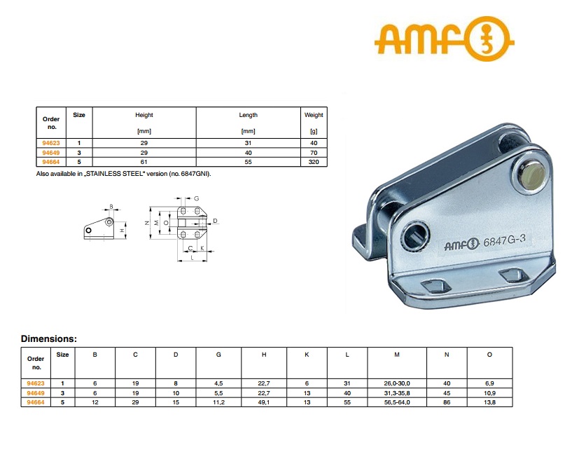 AMF Vergendelhaak Gr.3 nr.6847GNI roestvrij | DKMTools - DKM Tools