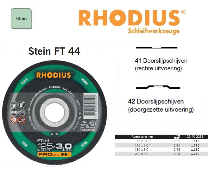 Doorslijpschijf 115x3,0x22,23 FTK44 Rhodius 201810