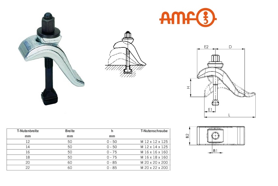 Spanklauw traploos verstelbaar 12mm, 6321 AMF 74906