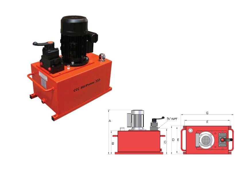 Elektrisch aangedreven hydraulische  mini pomp 230volt Hi Force HEP1212S | DKMTools - DKM Tools