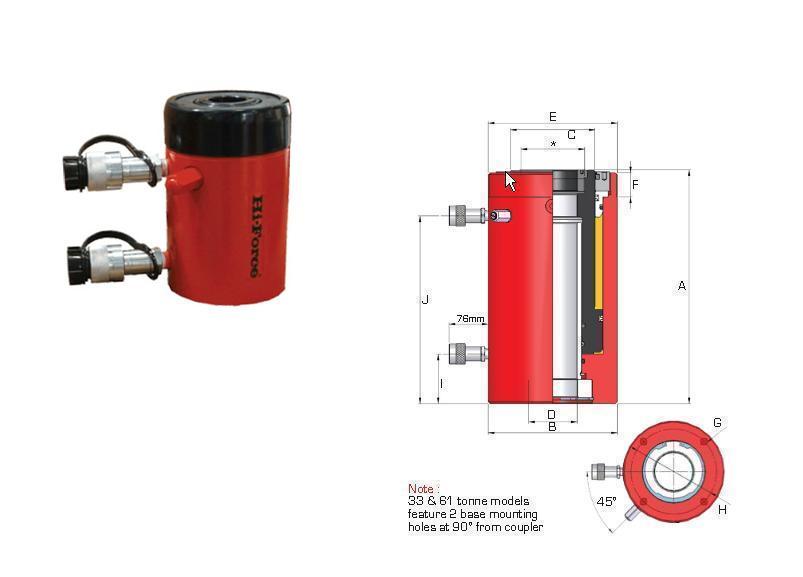 Holle plunjer cilinder dubbelwerkend Hi Force HHR606 | DKMTools - DKM Tools