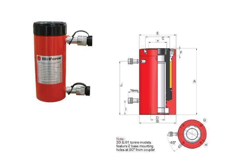 Holle plunjer cilinder dubbelwerkend Hi Force HHR606 | DKMTools - DKM Tools