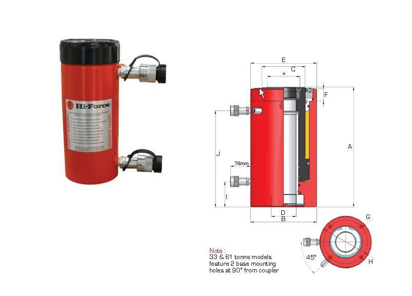 Holle plunjer cilinder dubbelwerkend Hi Force HHR1508 | DKMTools - DKM Tools