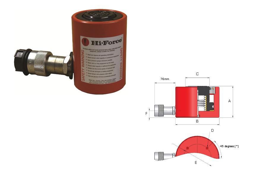 Lage bouwhoogte cilinder enkelwerkend Hi Force HLS1002 | DKMTools - DKM Tools