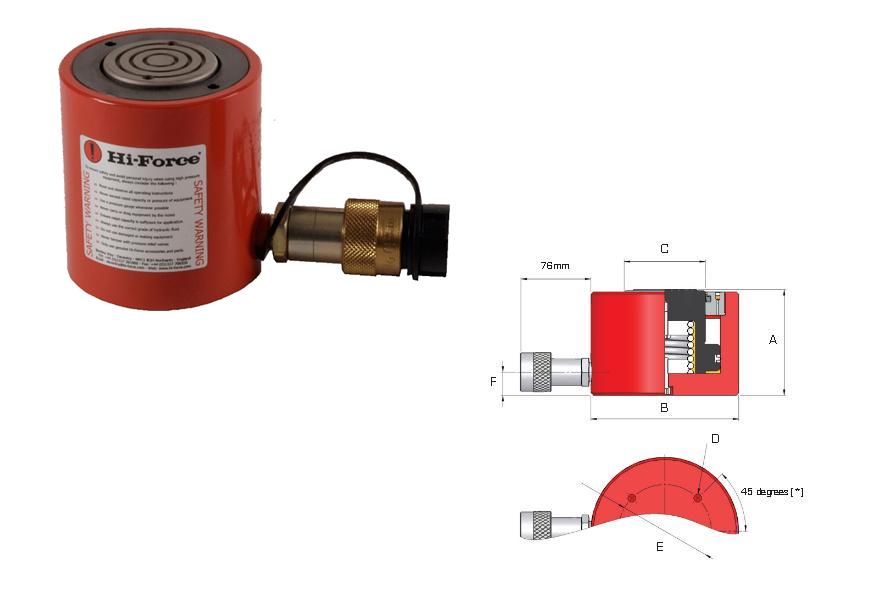 Lage bouwhoogte cilinder enkelwerkend Hi Force HLS201