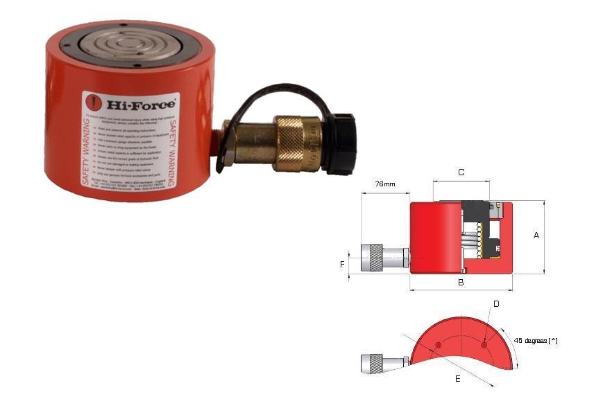 Lage bouwhoogte cilinder enkelwerkend Hi Force HLS301