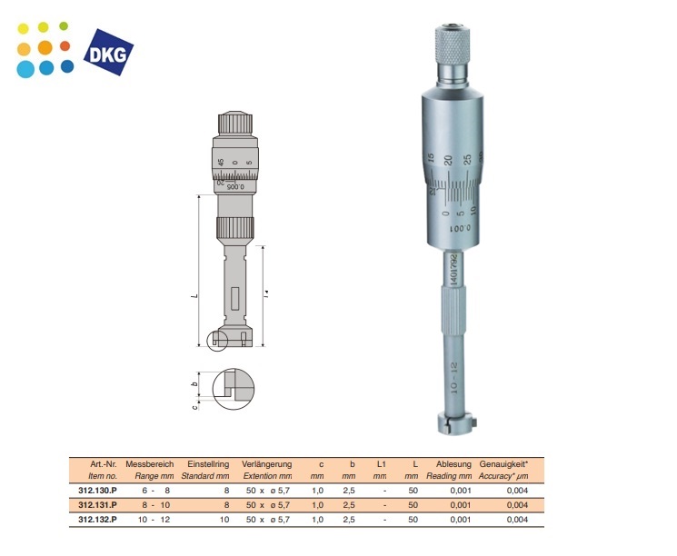 Driepunts Micrometer, 10 - 12 mm