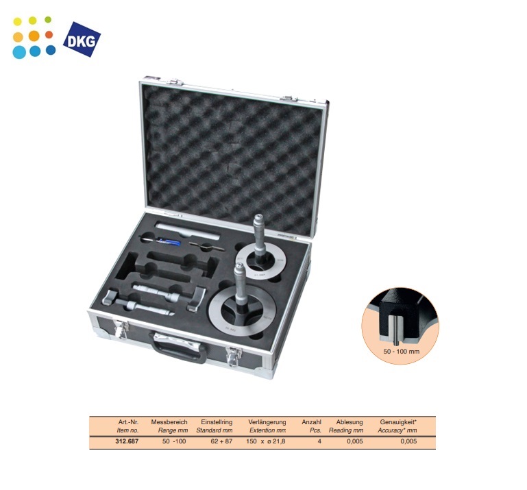 Driepunts Micrometer set, 50 - 100 mm | DKMTools - DKM Tools