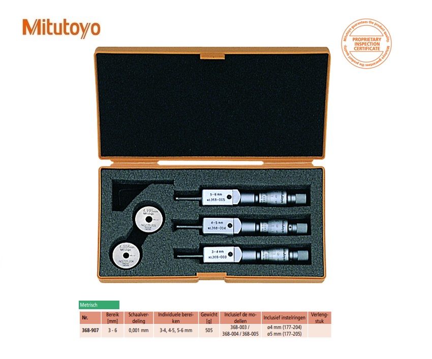 Tweepunts Micrometer Holtest SetSet 3-6mm (3 pcs.)