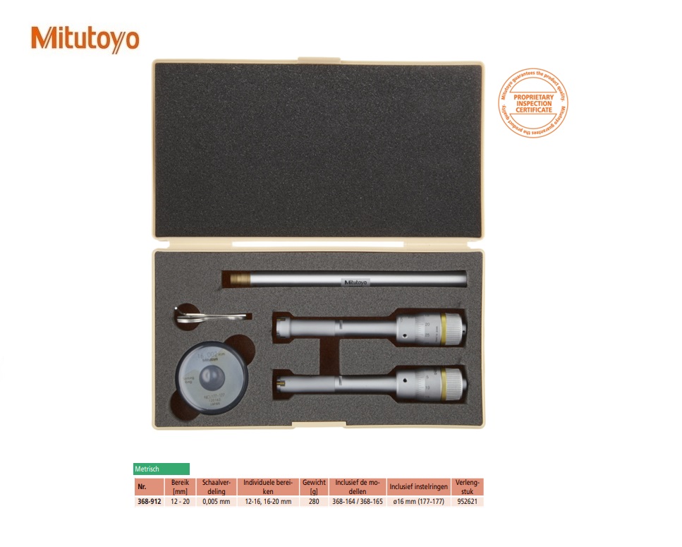 Driepunts Micrometer Holtest Set 12-20mm (2 pcs.)