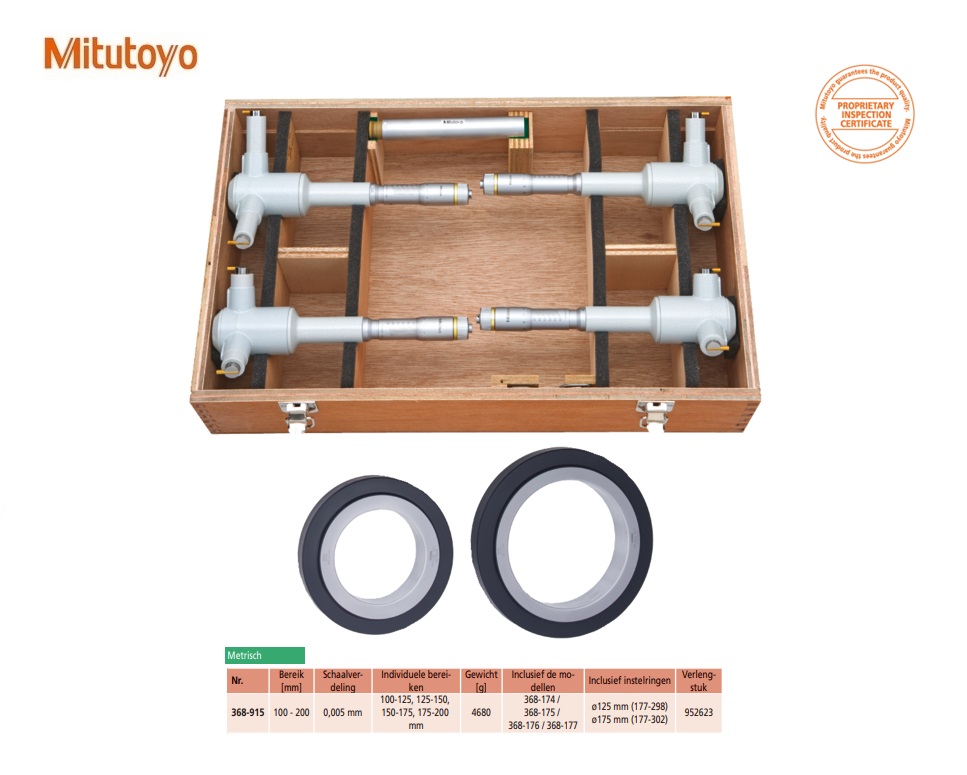 Driepunts Micrometer Holtest Set 100-200mm (4 pcs.)