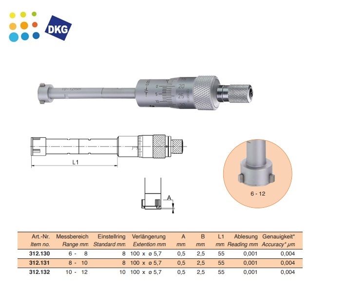 Driepunts Micrometer, 16 - 20 mm | DKMTools - DKM Tools