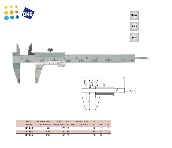 Zak schuifmaat  100x0,05mm DIN 862 | DKMTools - DKM Tools