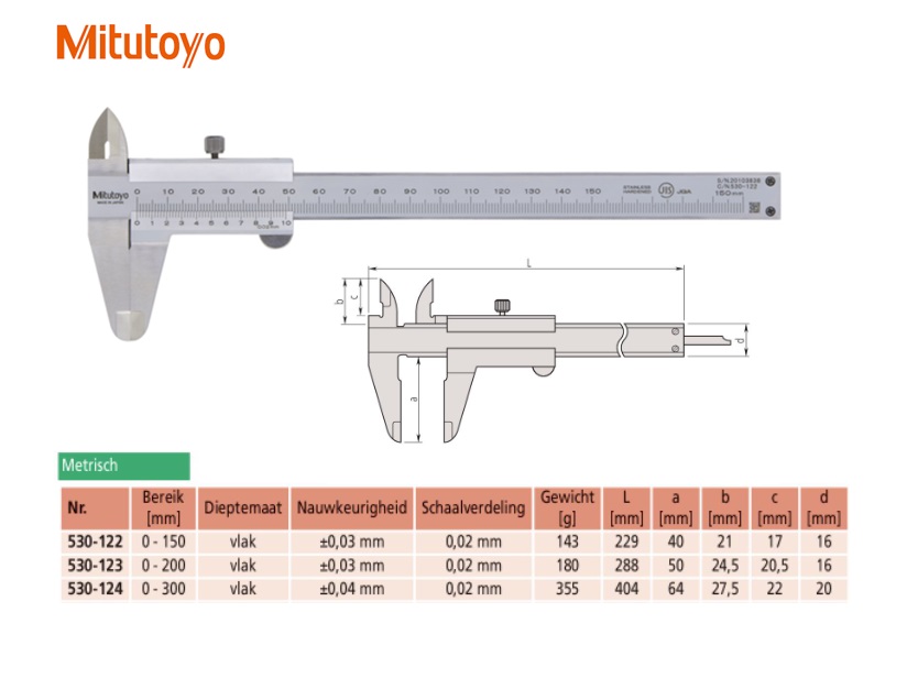 Schuifmaat 0-200mm Metrisch 0,05mm parallax vrij DIN 862 | DKMTools - DKM Tools