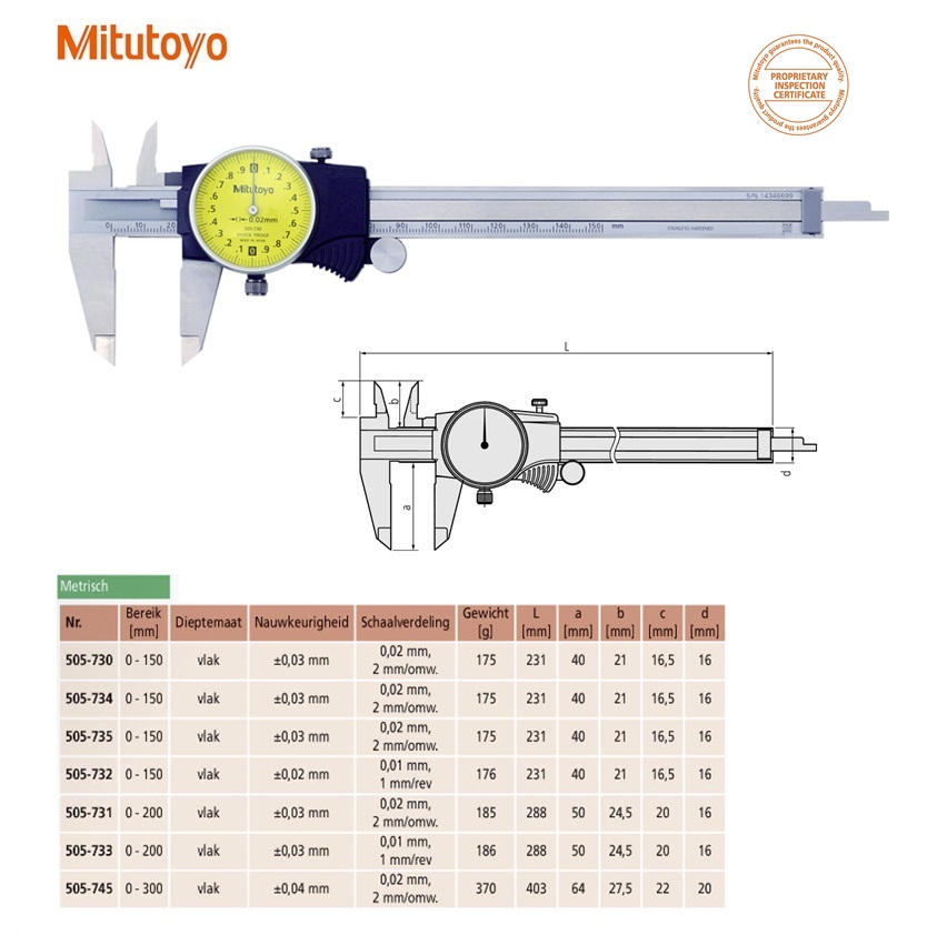 Mitutoyo KlokSchuifmaat 0-150mm, 0,01mm, 1mm/rev, Metrisch | DKMTools - DKM Tools