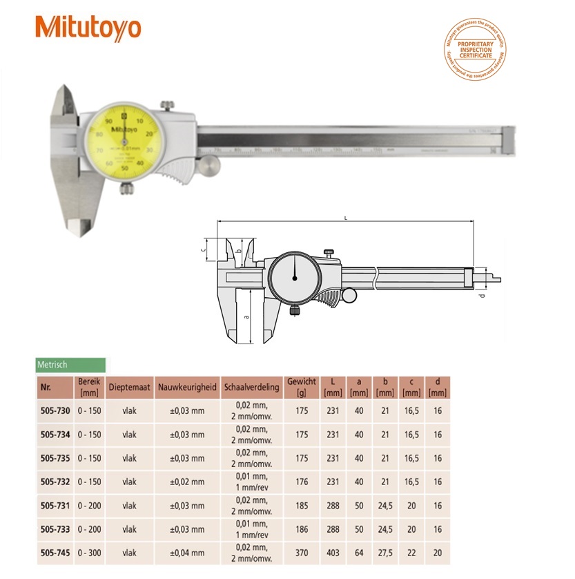 Mitutoyo KlokSchuifmaat ID/OD hardmetalen kaken 0-150, 0,02mm, 2mm/rev, Metrisch | DKMTools - DKM Tools