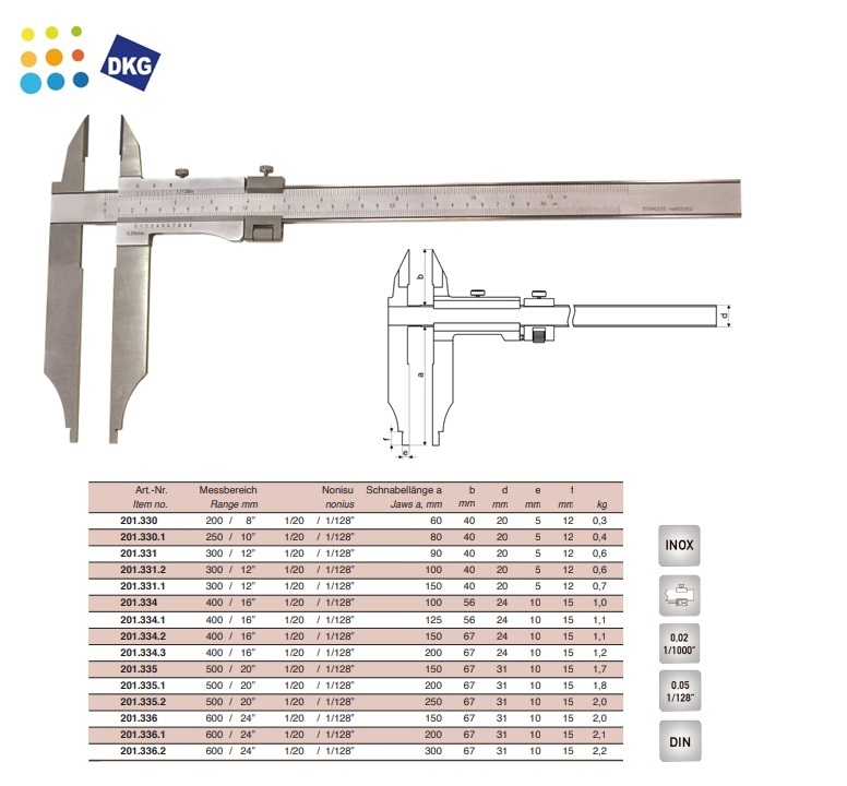 Werkplaats Schuifmaat 200x60x0,05mm DIN862