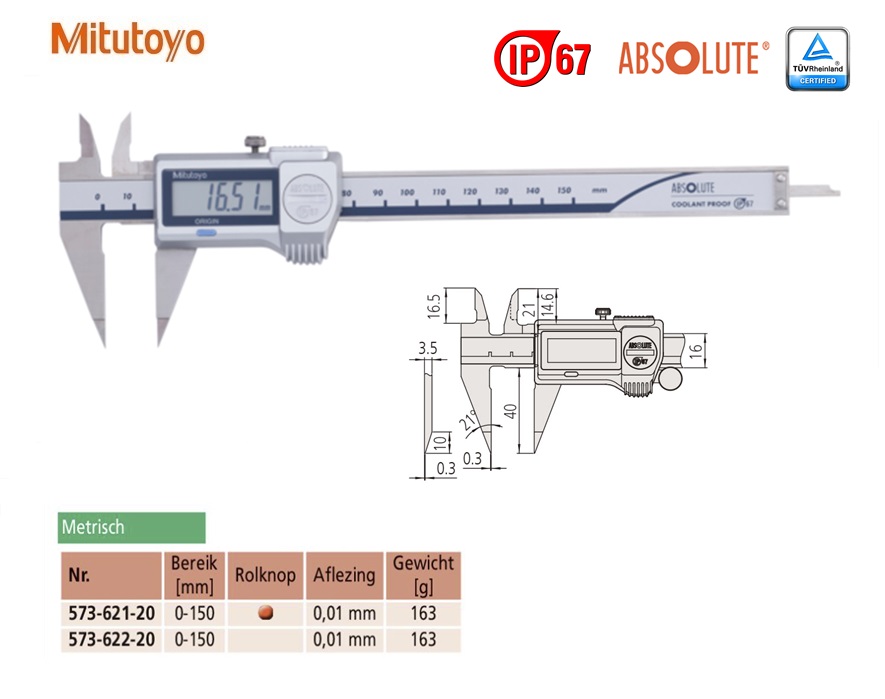 Mitutoyo Digitale Schuifmaat met puntige meetbekken 0-150mm, Metrisch