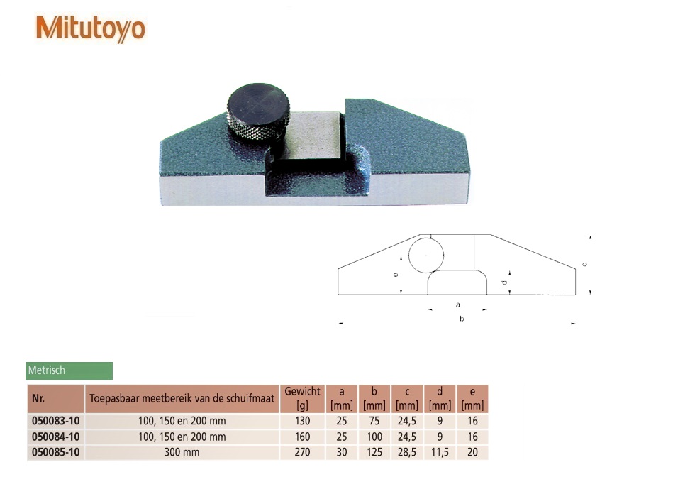Mitutoyo Brugstuk voor dieptemeting breedte 75mm, bereik 100, 150 en 200mm