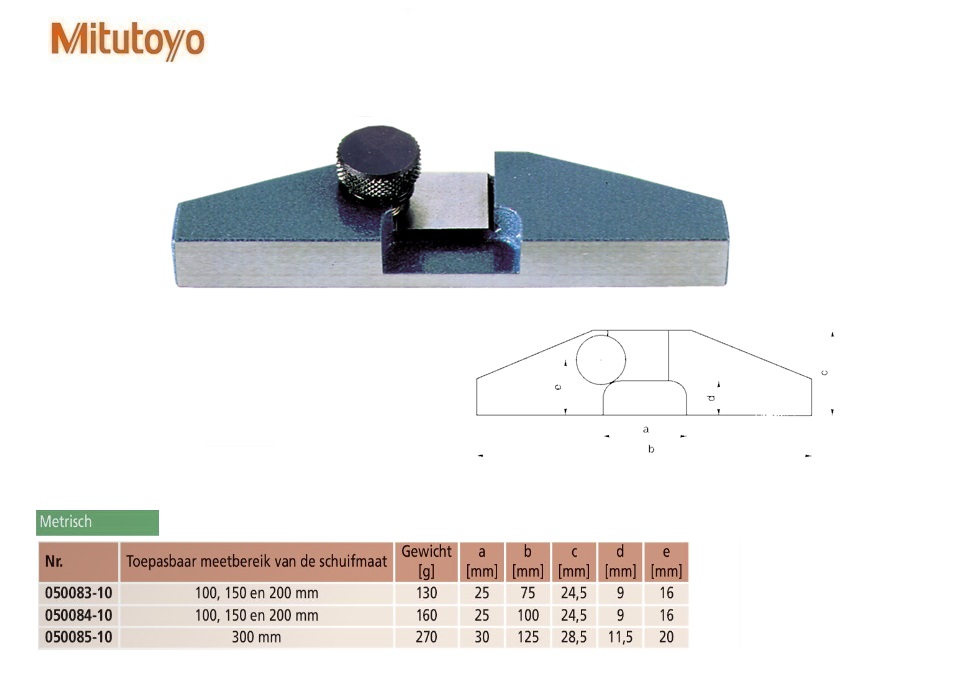Mitutoyo Brugstuk voor dieptemeting breedte 100mm, bereik 100, 150, 200mm