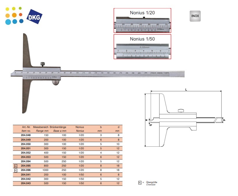 Diepteschuifmaat 300x100mm 0,05mm | DKMTools - DKM Tools