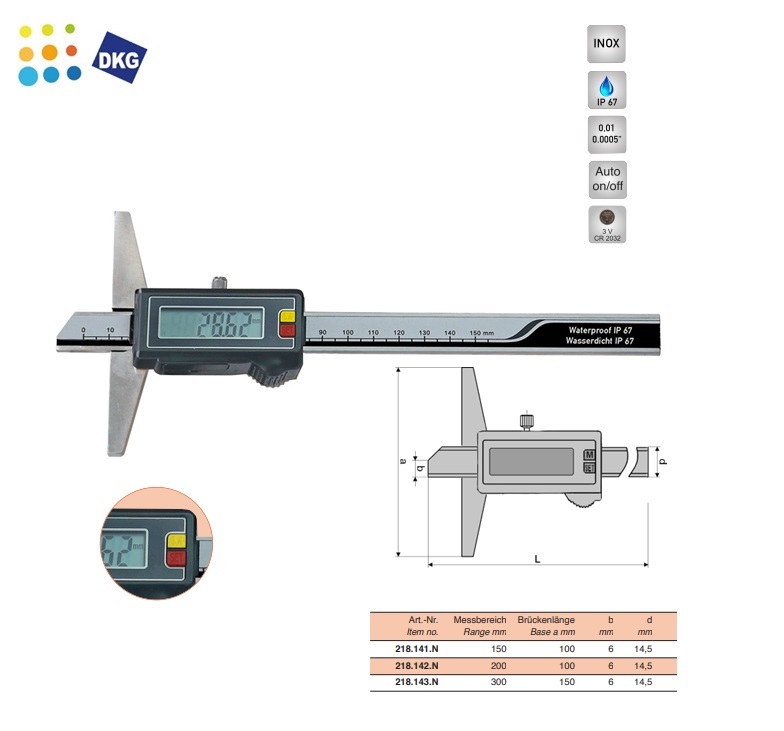 Digitale Diepteschuifmaat 200 x 100 mm, IP67 | DKMTools - DKM Tools