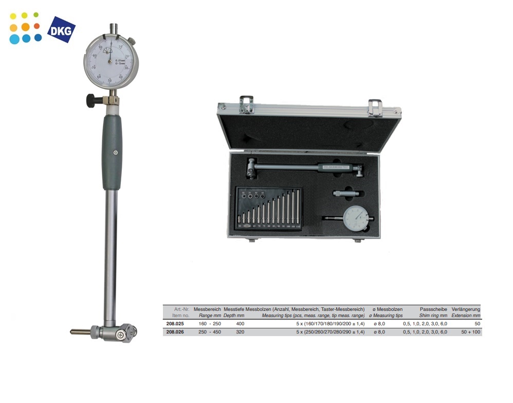 Binnenmeettaster - standaard 160 - 250 mm