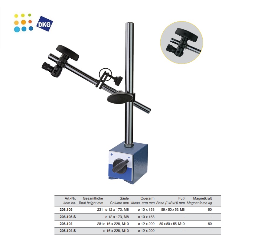 Magnetisch meetstatief met permanente magneet 24 kg, H= 180 mm | DKMTools - DKM Tools