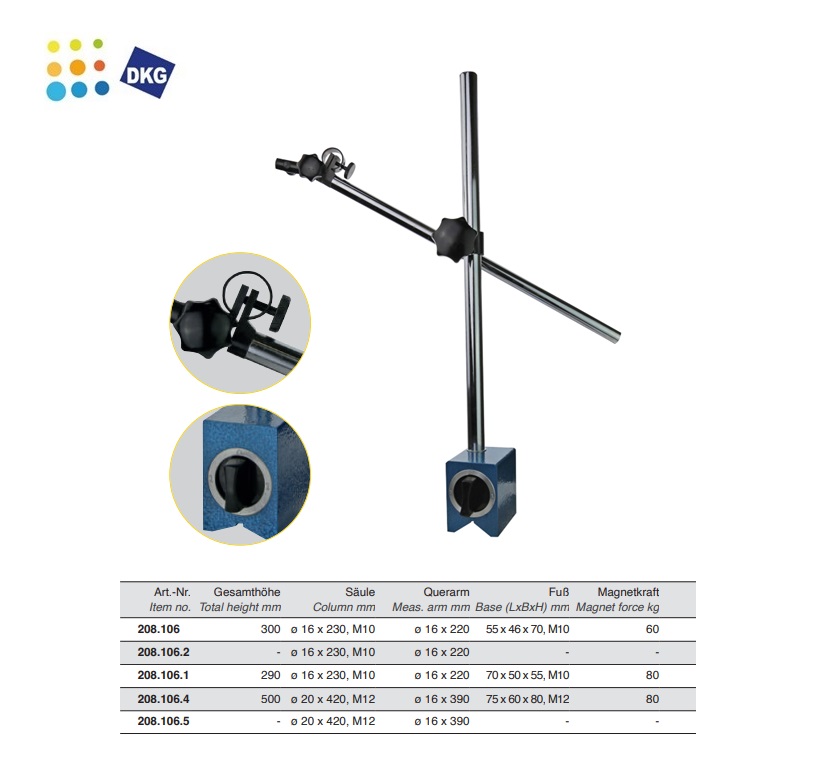 Magnetisch meetstatief 500mm 75 x 60 x 80, M12 | DKMTools - DKM Tools