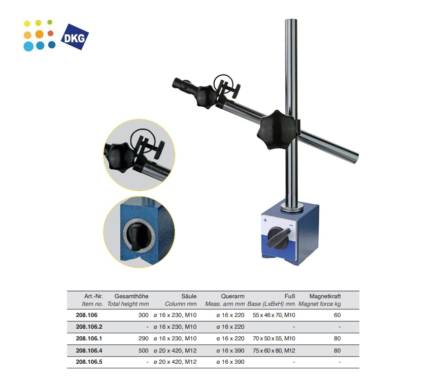 Magnetisch meetstatief 290mm 70 x 50 x 55, M10 | DKMTools - DKM Tools