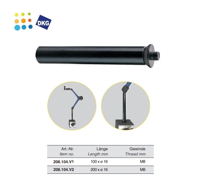 Verlenging voor Magnetisch meetstatief 100 mm