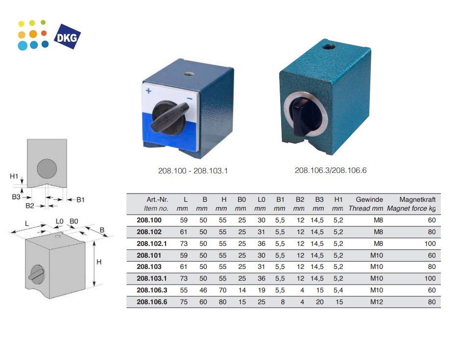 Magnetisch basis 60kg/M8