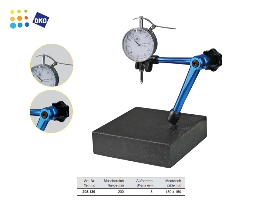 Precisiemeettafel - met granieten plaat 150 x 150 mm