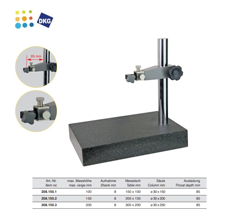 Precisiemeettafel met granieten plaat 0 - 250 mm | DKMTools - DKM Tools