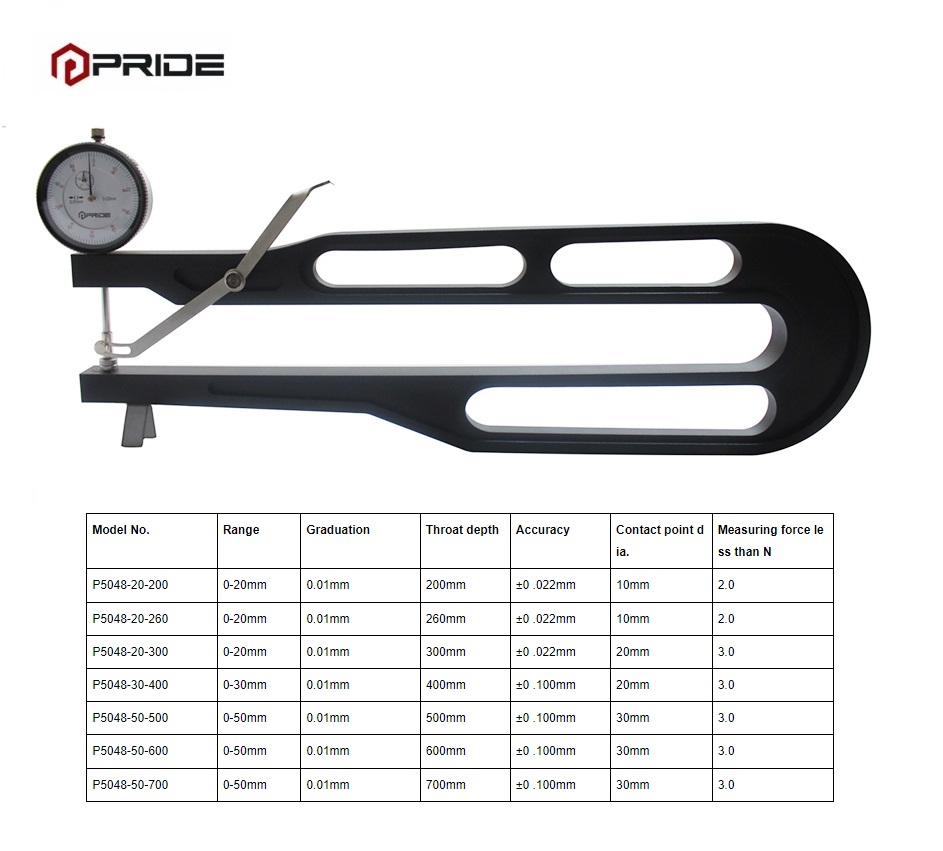 Meetklok diktemeter grote uitlading 0-20mm 200mm