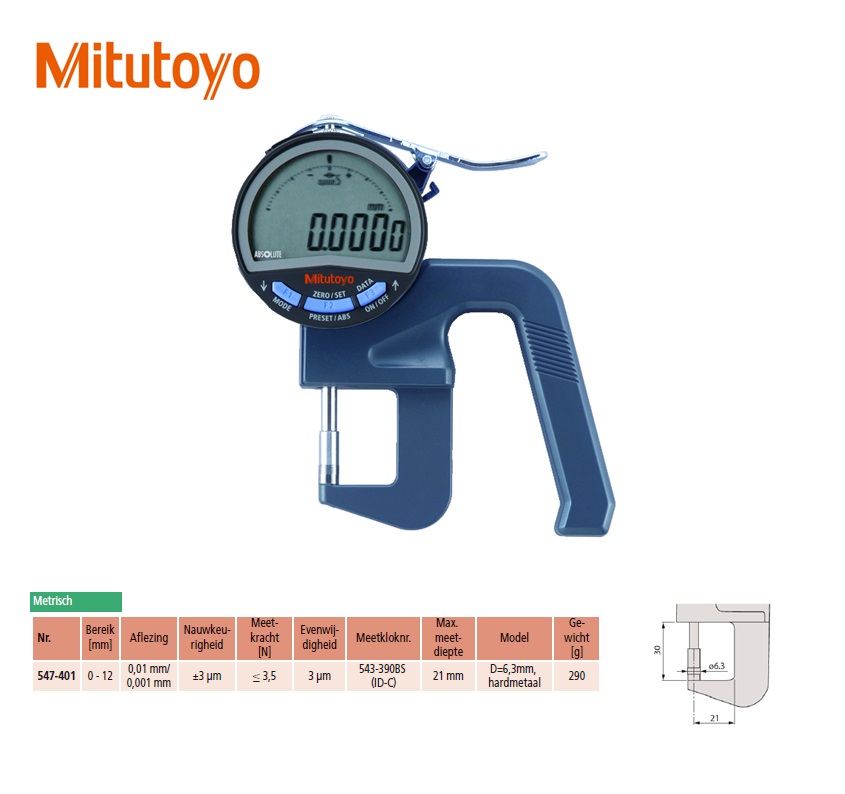 ABSOLUTE Digimatic diktemeter 0 - 12mm