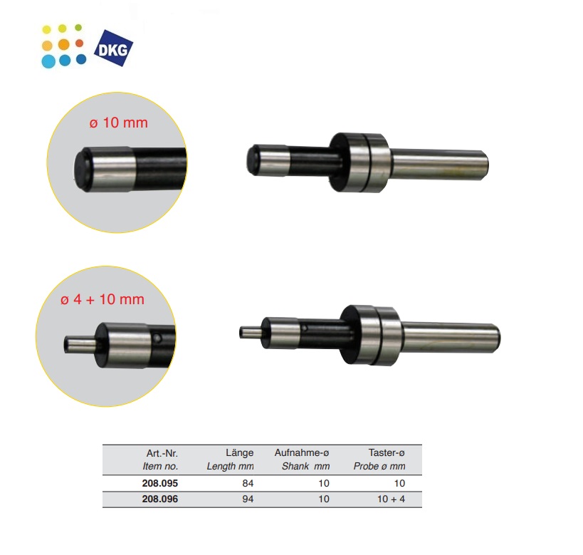 Kantentaster roterende spindel, Ø 10 mm