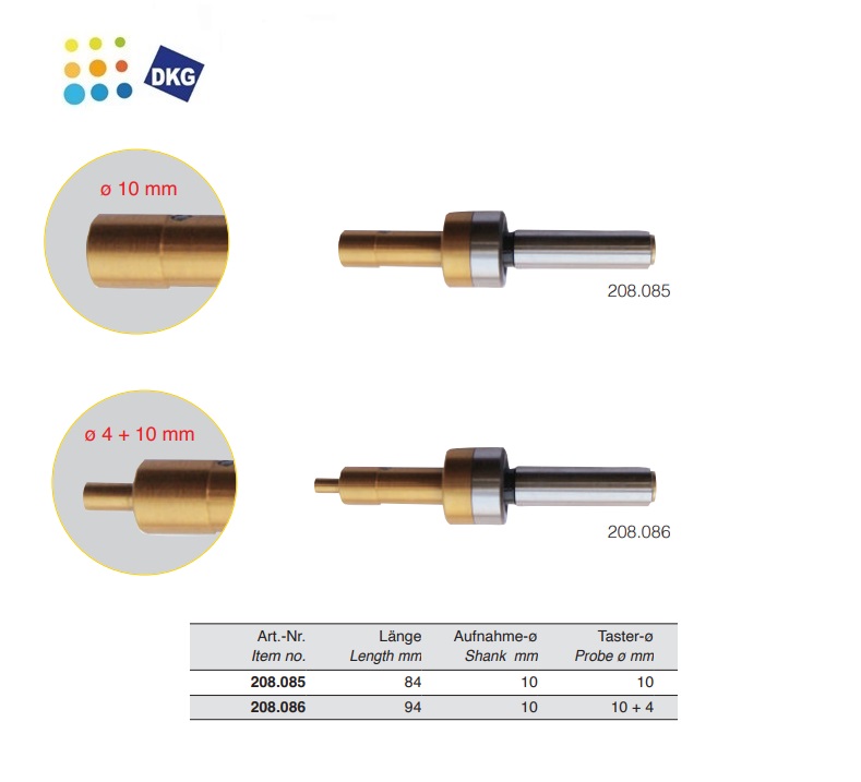 Kantentaster roterende spindel, TiN Ø 10 mm