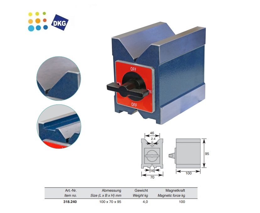 Magnetisch V-blokken 150x50x100mm 23kgf | DKMTools - DKM Tools