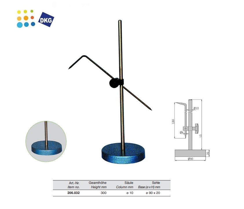 Hoogte afschrijver 300 mm,ronde voet Ø 90 mm