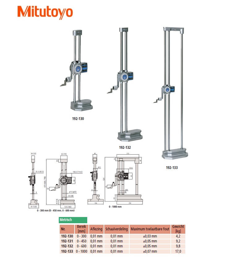 Hoogtemeter met meetklok 0 - 450mm | DKMTools - DKM Tools