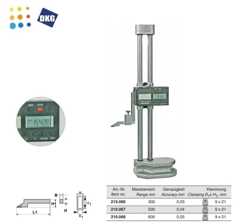 Digitale hoogte en markeermeter 300 mm dubbele kolom