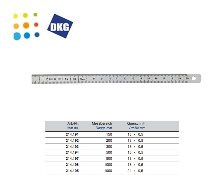 Liniaal RVS buigzaam 150 x 13 x 0.5 mm