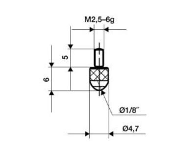 Stalen taster M 2/70 M2,5 kogel Käfer 22201