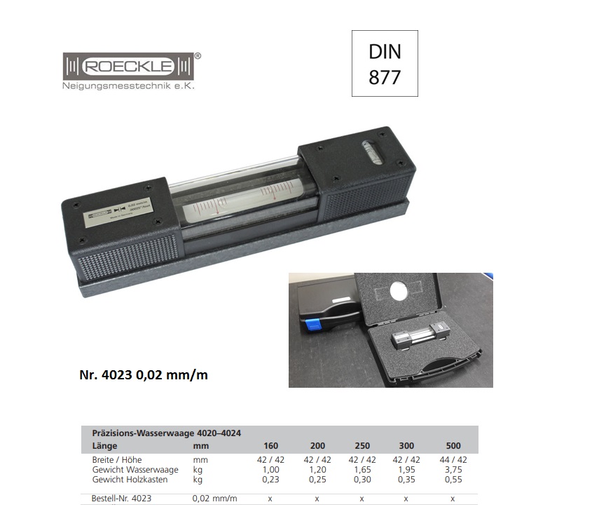 Precisie-richtwaterpas 160 mm; 0,02 mm/m In koffer