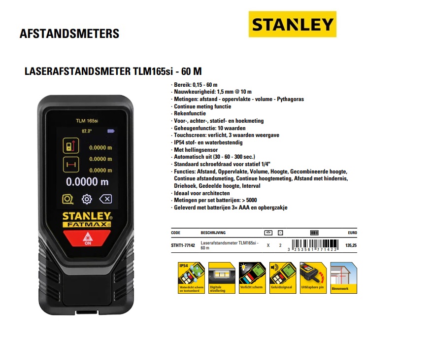 STANLEY Laserastandsmeter BT TLM165SI - 60m