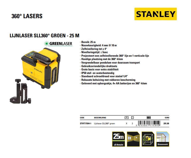 Kruislaser SLL360 (groen)