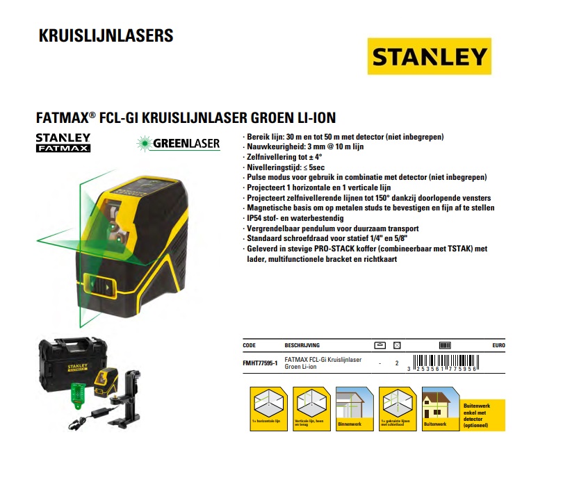 FATMAX Kruislijnlaser FCL-Gi Li-ion Groen