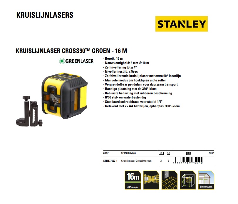 Kruislaser Cross 90 (groen)