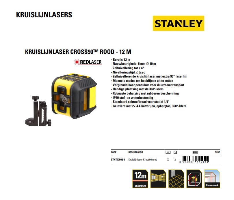 Kruislaser Cross 90 (rood)